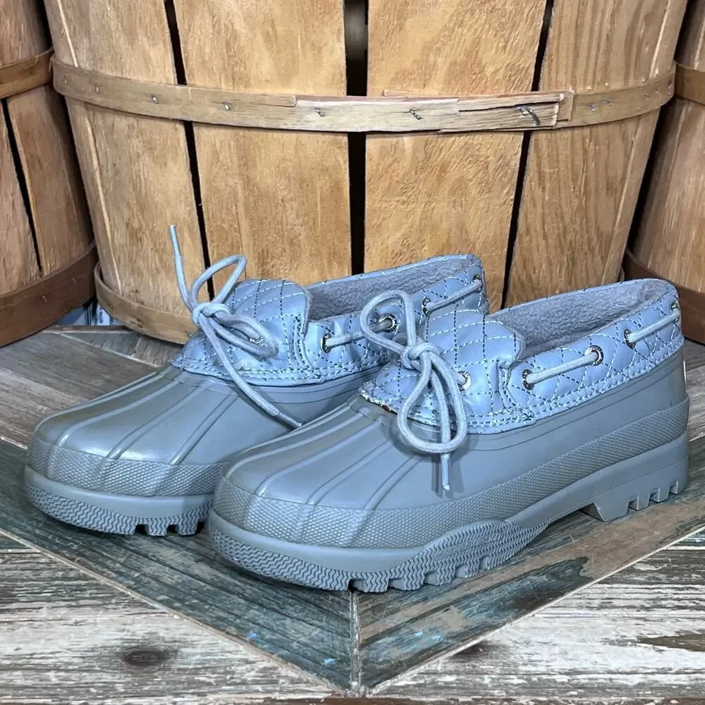 Sperry Heron Seal Low Gray Quilted Leather Waterproof Duck Shoes Women Size 6.5
